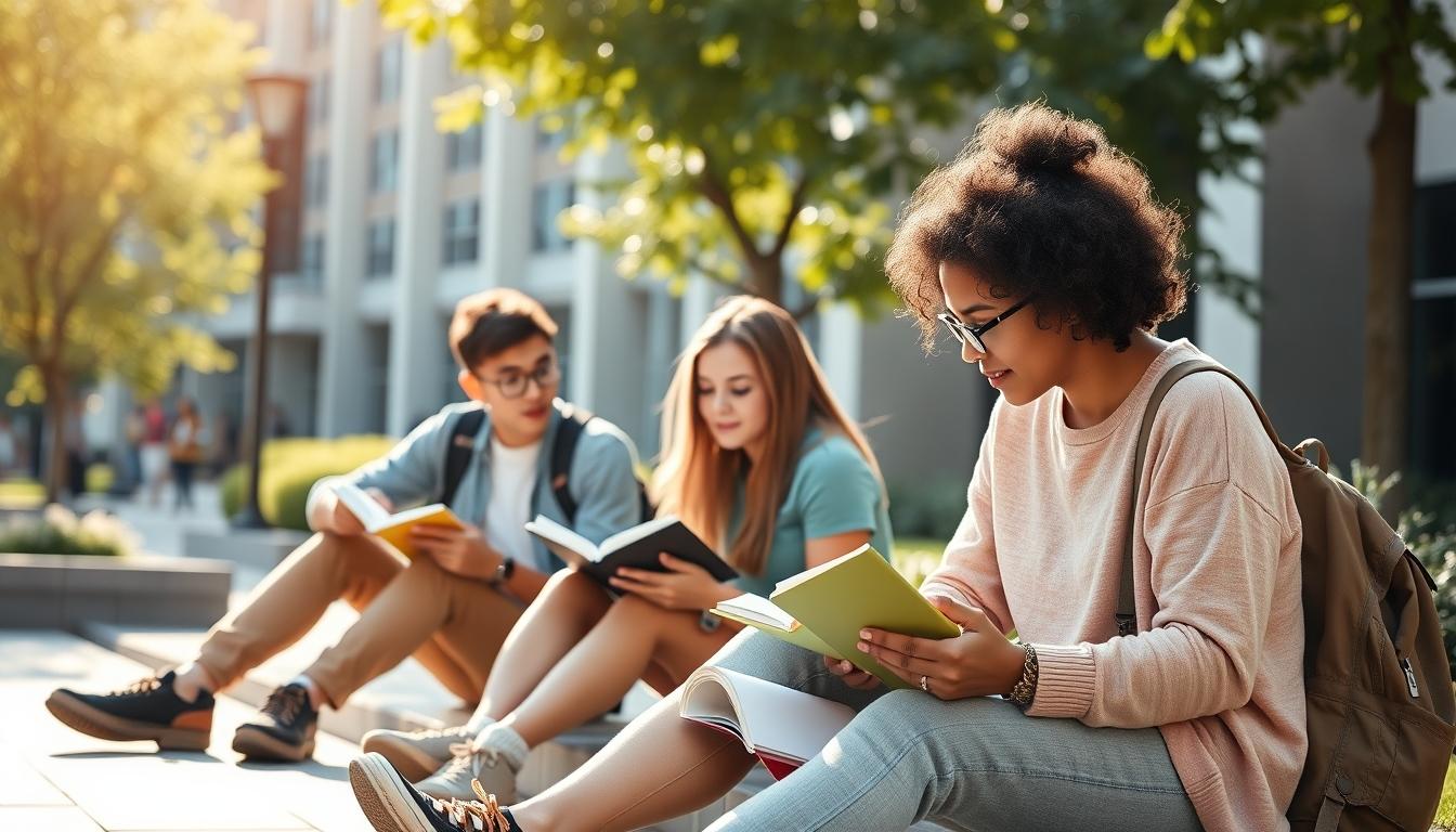 Student using a study guide to organize academic notes